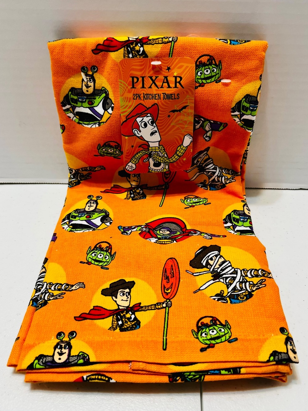 Disney Orange and Green Toy Story Alien Halloween Kitchen Towels 2-Pack